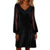 Polyesterlong Sleeve A Line Dress With Sequins For Casual Wear