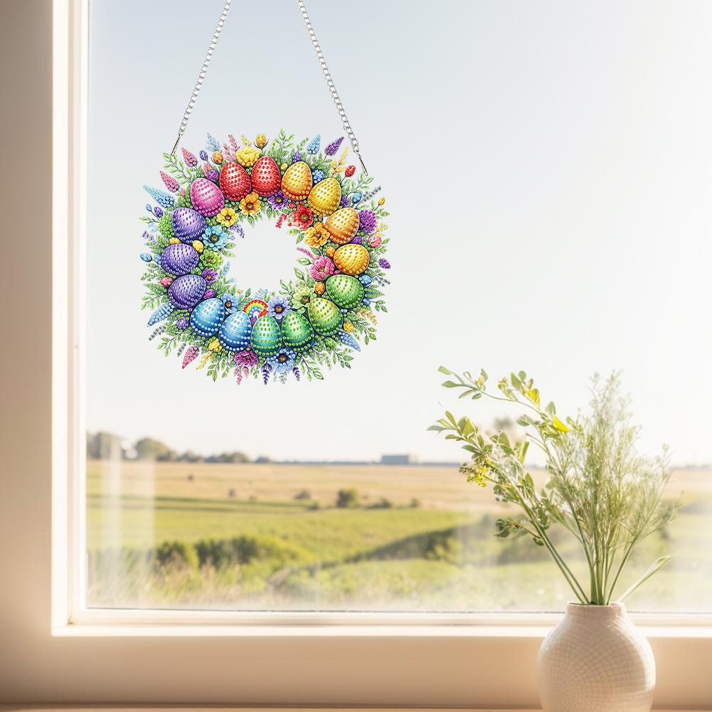 Acrylic 2D Flat DIY Diamond Painting Set Rhinestone Diamond Art Window Pendants Diamond Art Pendant DIY Home Decor Hanging Charm