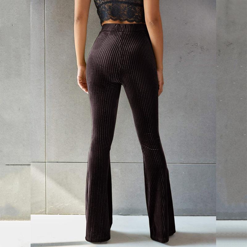 Nové stylové kalhoty pro ženy Slim Fit Vintage Fashion Flare Kalhoty s vysokým pasem Elastické kalhoty