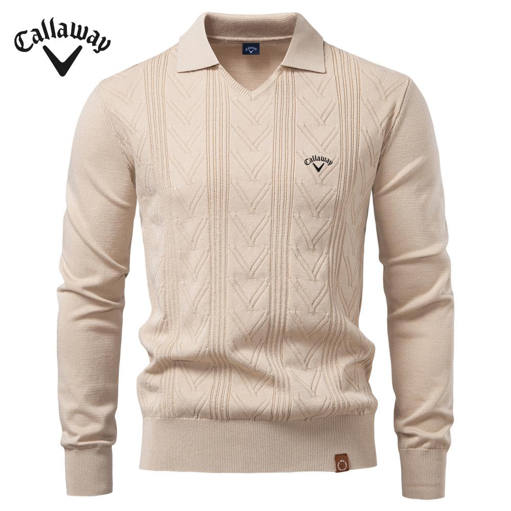 

Callaway 2025 Осень и Зима Новый Вышитый Мужской Жаккардовый Свитер Мужской Пуловер Свитер Однотонный V-образный Вырез Вязаный Свитер Мужской S