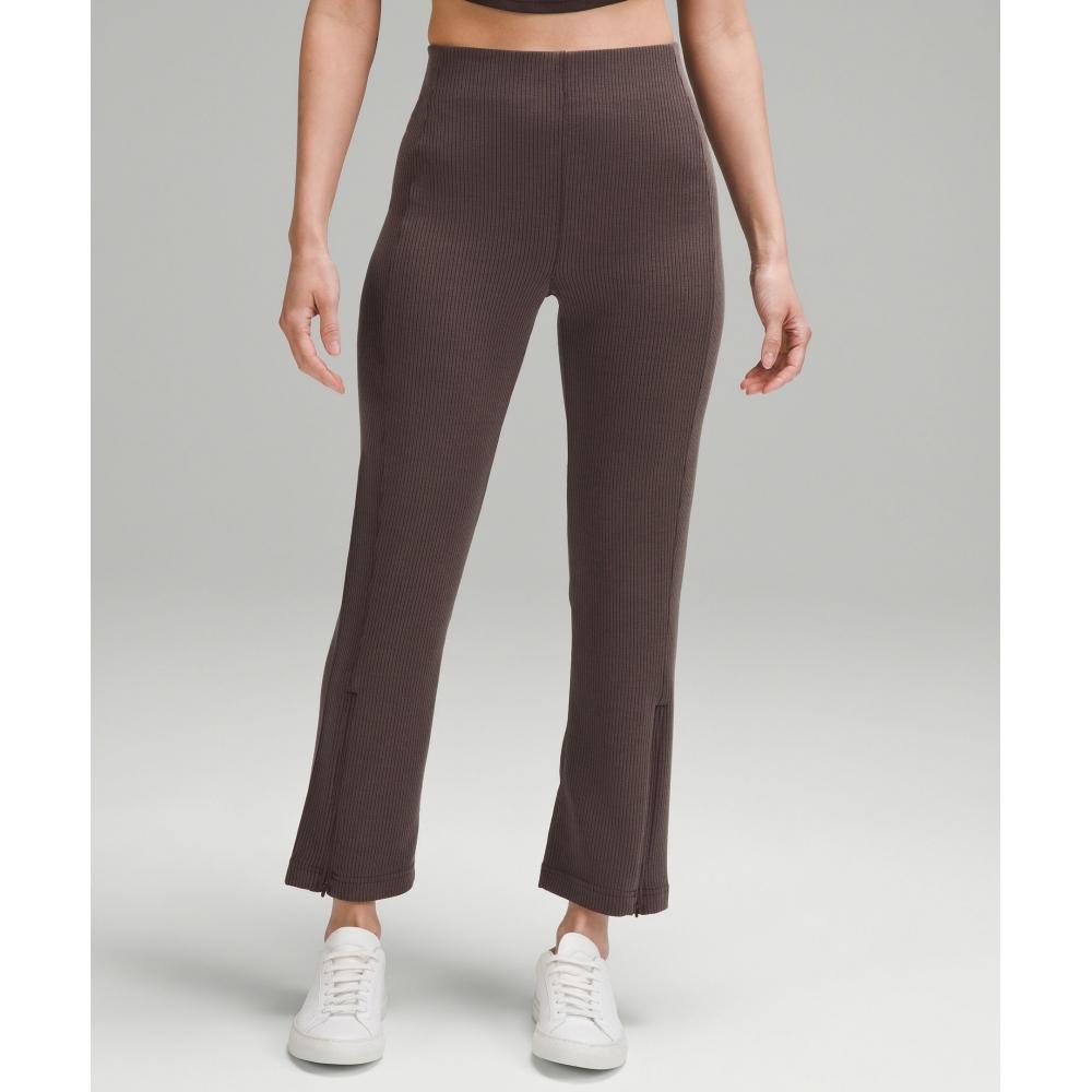 

Lululemon Ribbed Softstreme Zip Leg High Rise Cropped Pant 25 Espresso 2