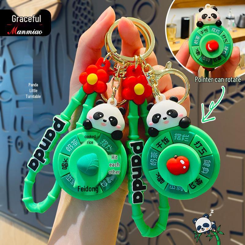 Panda Turntable Keychain - Cute Cartoon Doll Bag Pendant, Creative Toy Gift