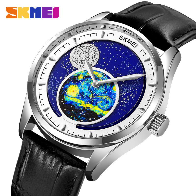 

Часы Selection Moment Beauty Watch Art Creative Starry Sky Dial Gypsy Мужские кварцевые часы Водонепроницаемые часы серебряный