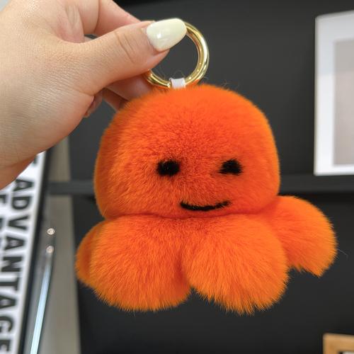 Real Rex Rabbit Hair Cute Little Octopus Bag Pendant Car Key Chain Doll Bag Wool Ball Creative Plush Hanger