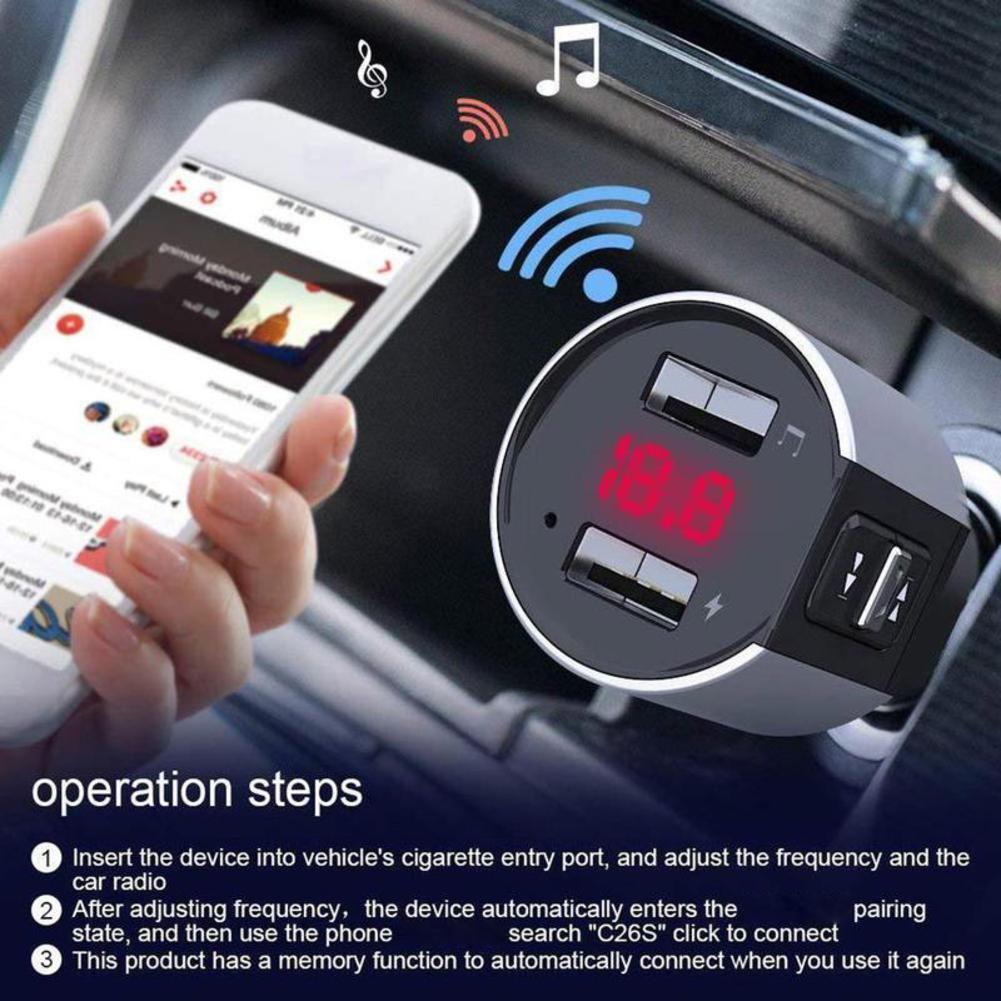New Wireless Vehicle Bluetooth FM Transmitter Car Charger 5V/3.4A USB Interface Car Charger MP3 Player Car Accessories