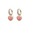 Pink peach love earrings are fresh and sweet, celebrity style ear buckles, niche fashion commuter earrings.