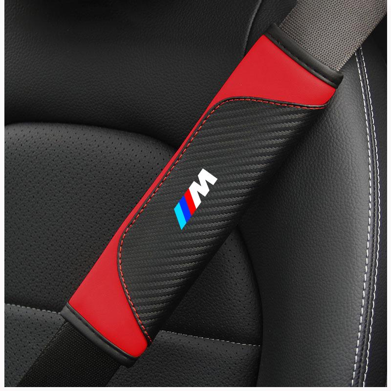 2Pcs Leather Car Seat Belts Cover Shoulder Pad For BMW M X1 X3 X4 X5 E46 E90 F20 E60 E39 F10 M1 M2 M3 M5 M6 E87 Auto Accessories GQ8