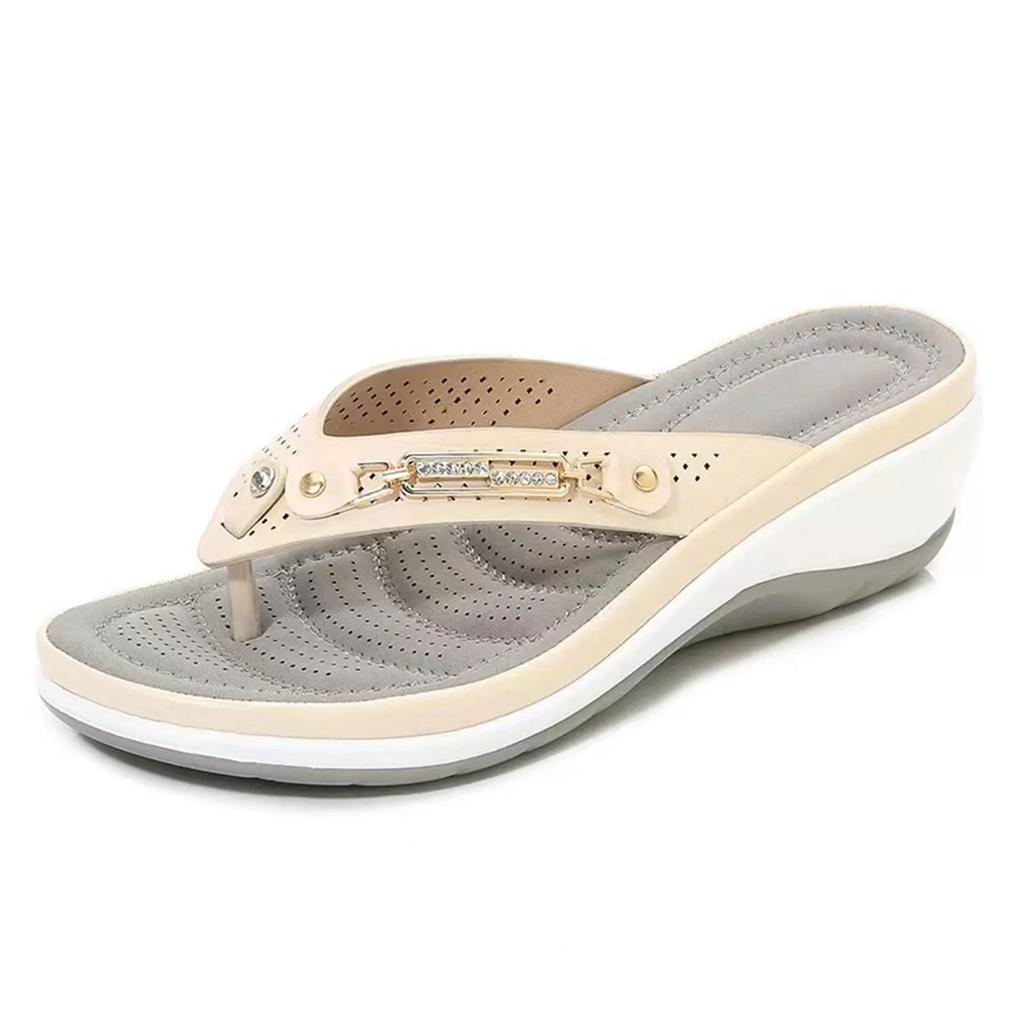 Fashion Women's Summer Slide Sandals - Slip-On Thick Cushioned Sole, Breathable PU Cover, Open-Toe Design for Beach Casual  Outdoor Wear