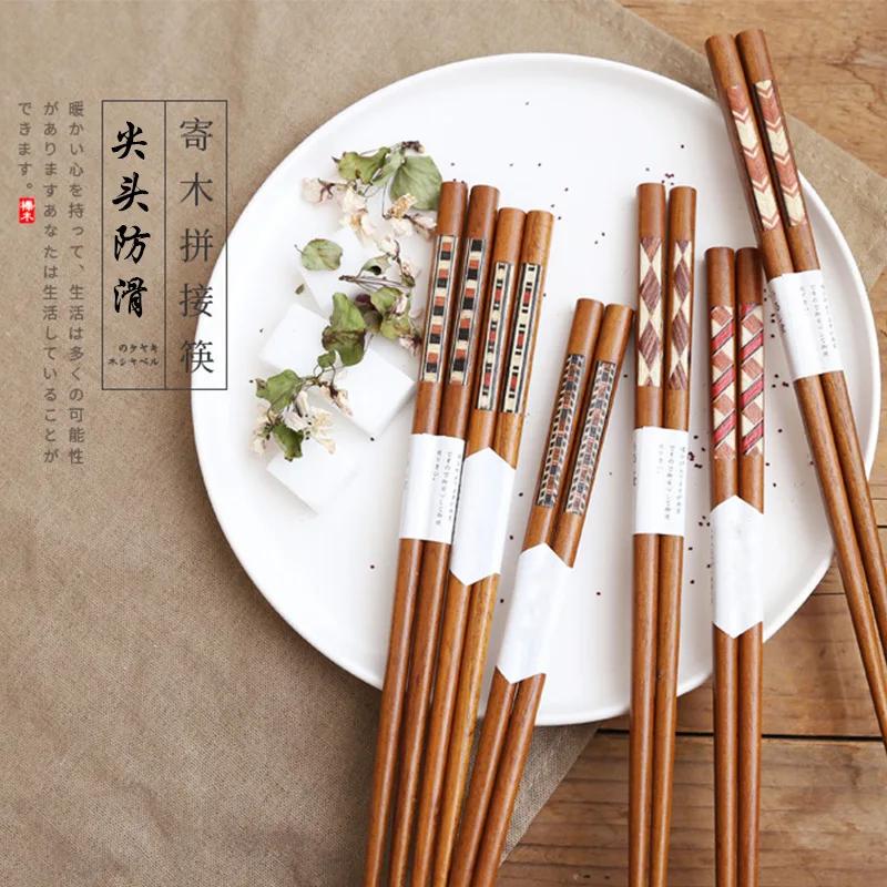 BEPAN Japanese-style pointed black solid wood chopsticks set tableware chopsticks and style solid wood chopsticks