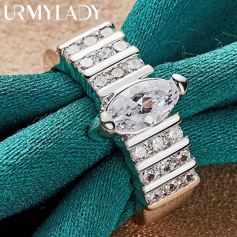 925 Sterling Silver Oval Zircon 7-10# Ring For Women Fashion Jewelry