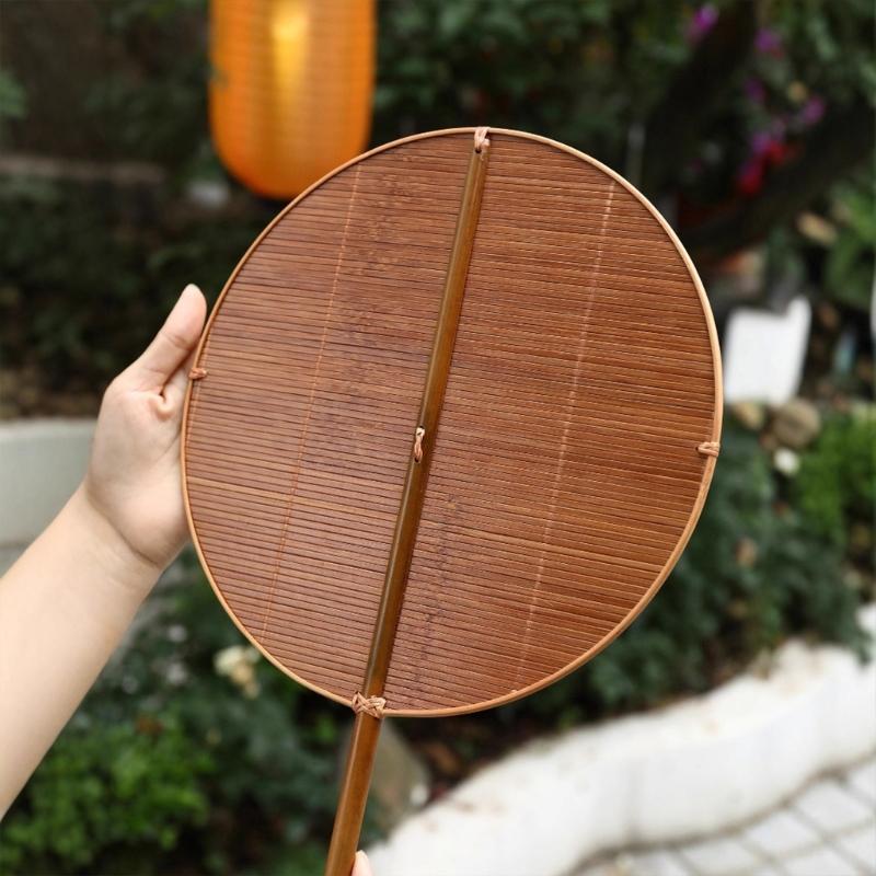 Hand Woven Handheld Fan Chinese Styles Bamboos Fan Waist Fan for Party Wedding Dance Performances Home Decorations