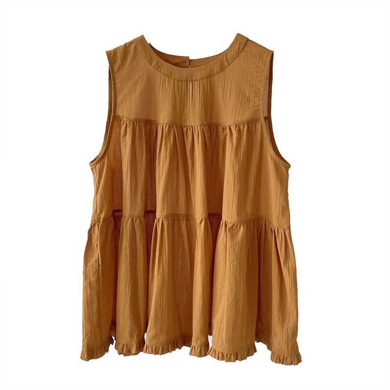 Orange Zhi 2025 Spring/Summer Women's Loose Slimming Babydoll Sleeveless Shirt