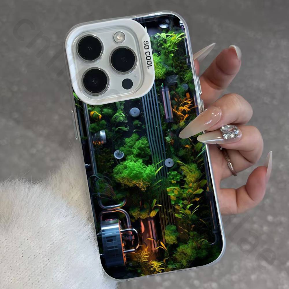 Creative Circuit Board IMD Case for iPhone 17 16 15 14 13 12 11 Pro Max air plus Shockproof Plating Matte TPU Funda