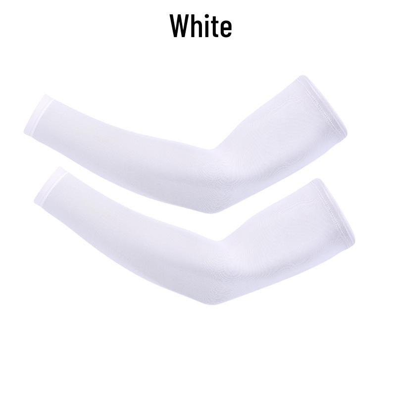 Ice Silk Anti-UV Quick-Dry Cycling Arm Sleeves for Summer Sports Small белый