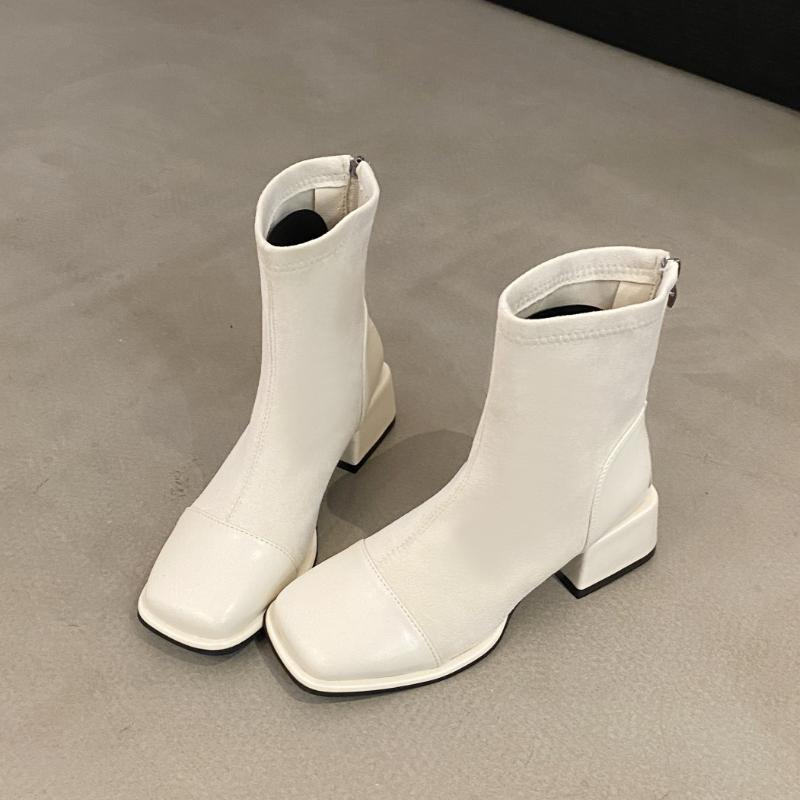 

Ботильоны на высоком каблуке женские вязаные кожаные туфли модные зимние туфли с квадратным носком женские туфли-лодочки 2024 года челси Botas Mujer 43