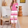 Women's Casual Printed Round Neck Loose Fit Short Sleeve Tee and Loungewear Set