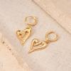 Korean Heart Pendant Earrings: Fashionable Titanium Steel Geometric Ear Cuffs, Chic Luxury Jewelry for Women