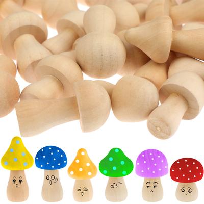 48-Piece 6 Different Sizes And Cute Shapes Diy Wooden Mushroom Set