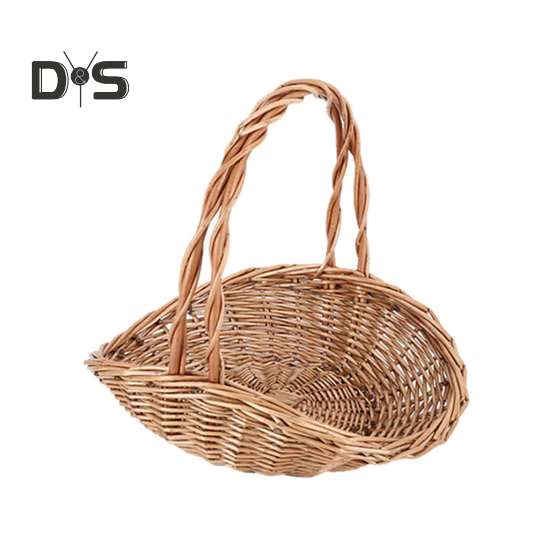 

Плетеная корзина для пикника с ручкой, большая вместимость, прочная несущая корзина для хранения, сервировочная корзина для фруктов, декор G