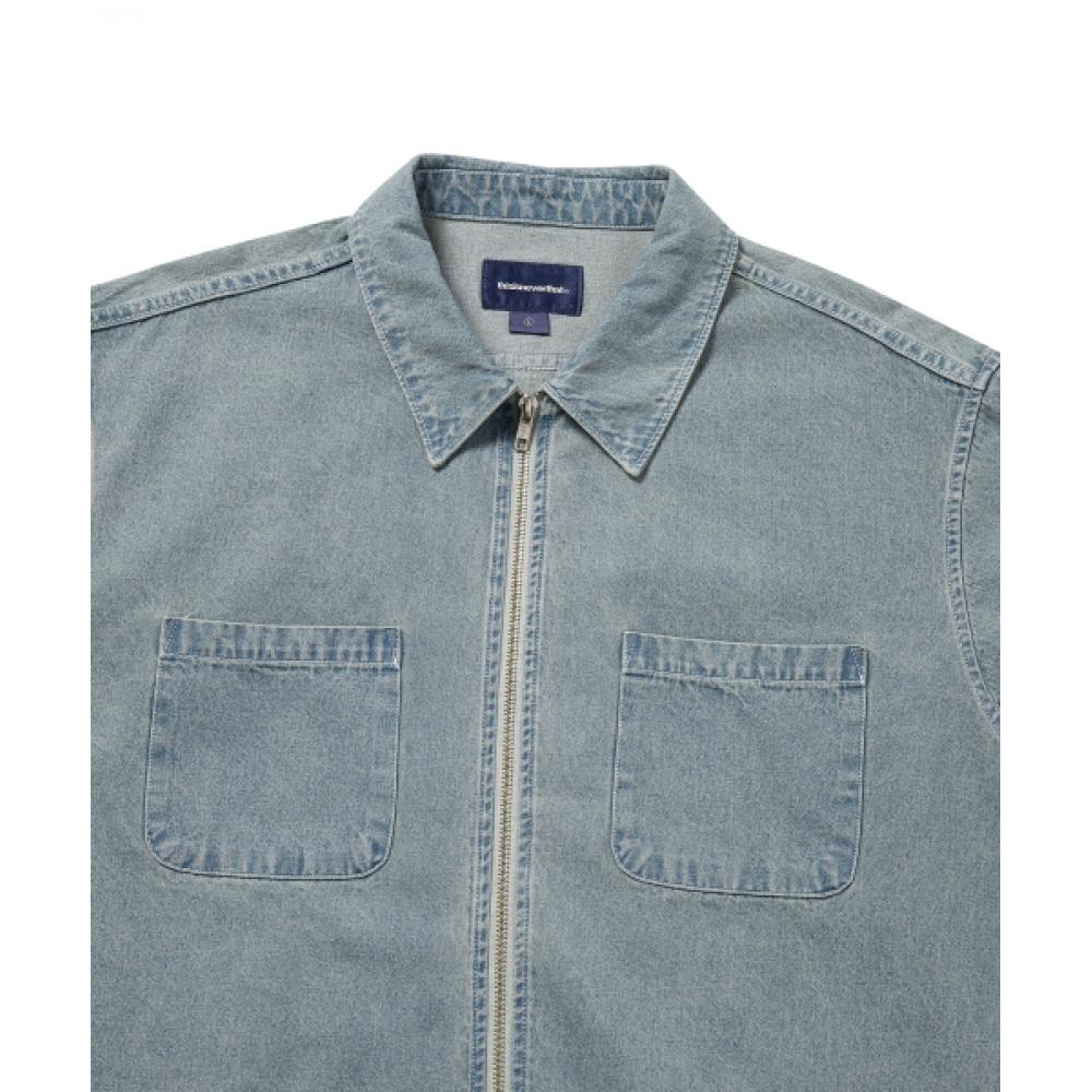 Thisisneverthat Washed Denim Zip Shirt Washed Blue