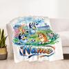 Bluey's Festive Football Fun Customize Your Name Blanket Throw Customizable Blanket Ultra-Soft Suitable for Picnics Chair Bedding Seaside