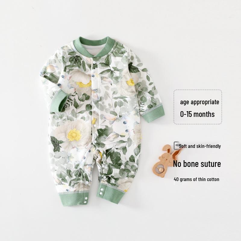 Jesienno-zimowy pikowany pajacyk dla noworodka - Miękki bawełniany kombinezon dla niemowląt, lekki 40g, bezszwowa konstrukcja dla wygodnego raczkowania