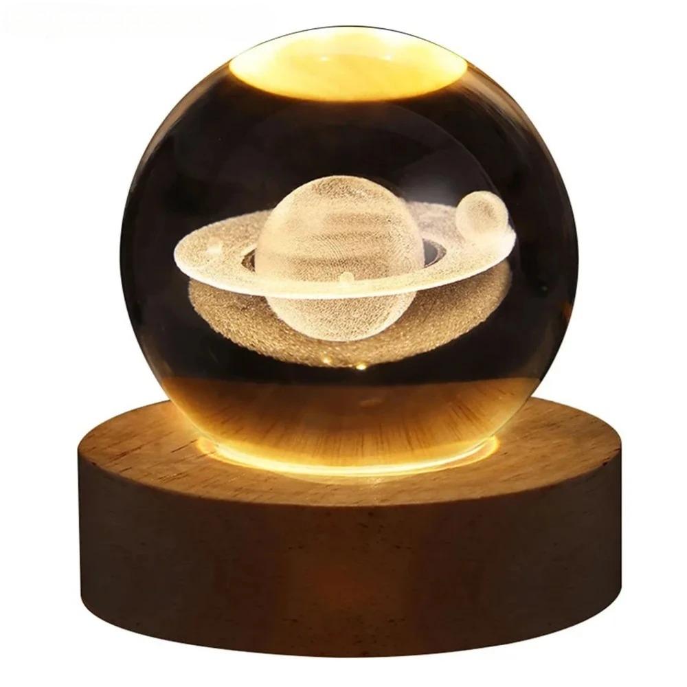 Unique 3D Crystal Ball Light with Galaxy and Planetary Projection USB Night Light Suitable for Desktop Decoration and Home Decor