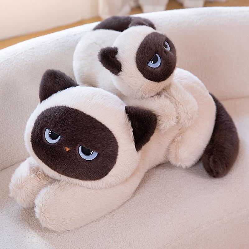 Long Siamese Cat Plush Pillow Soft Stuffed Animal Doll Lying Cushion For Sofa Bedroom Decor Gift