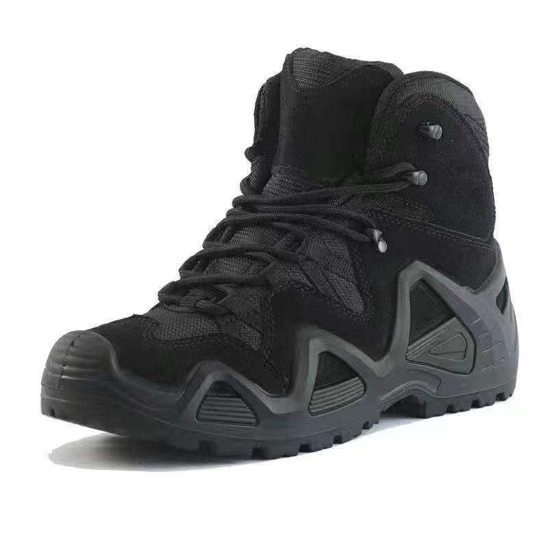 Men's Waterproof Non-slip Tactical Cowhide Hiking Boots with Protective Rubber Outsole