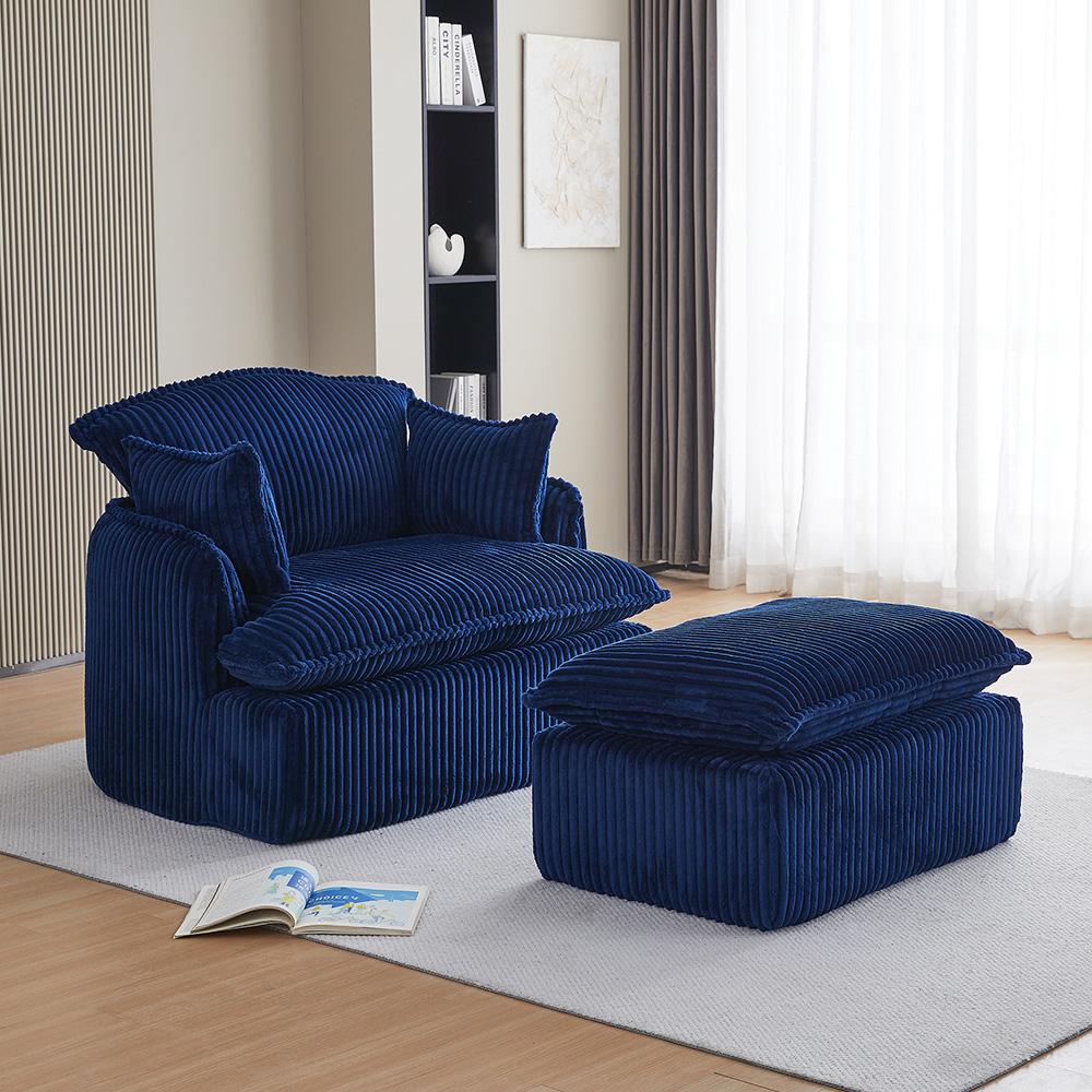 Soft single sofa with backrest and armrests, made of flannel and 30D high-resilience foam