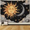FENDROM Black Tapestry Boho Sun and Moon Psychedelic Tapestry Hippie Clounds Starry Night Vintage Aesthetic Tapestries Wall Hanging for Bedroom Living