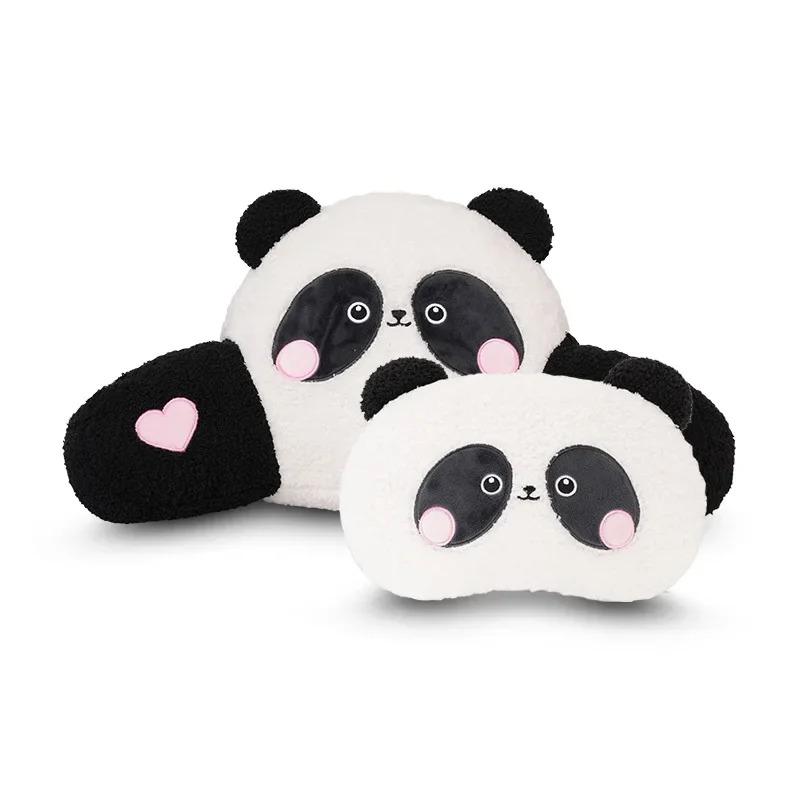 

Panda car headrest with lumbar support, cute plush comfortable car headrest and neck pillow, all-season car headrest products