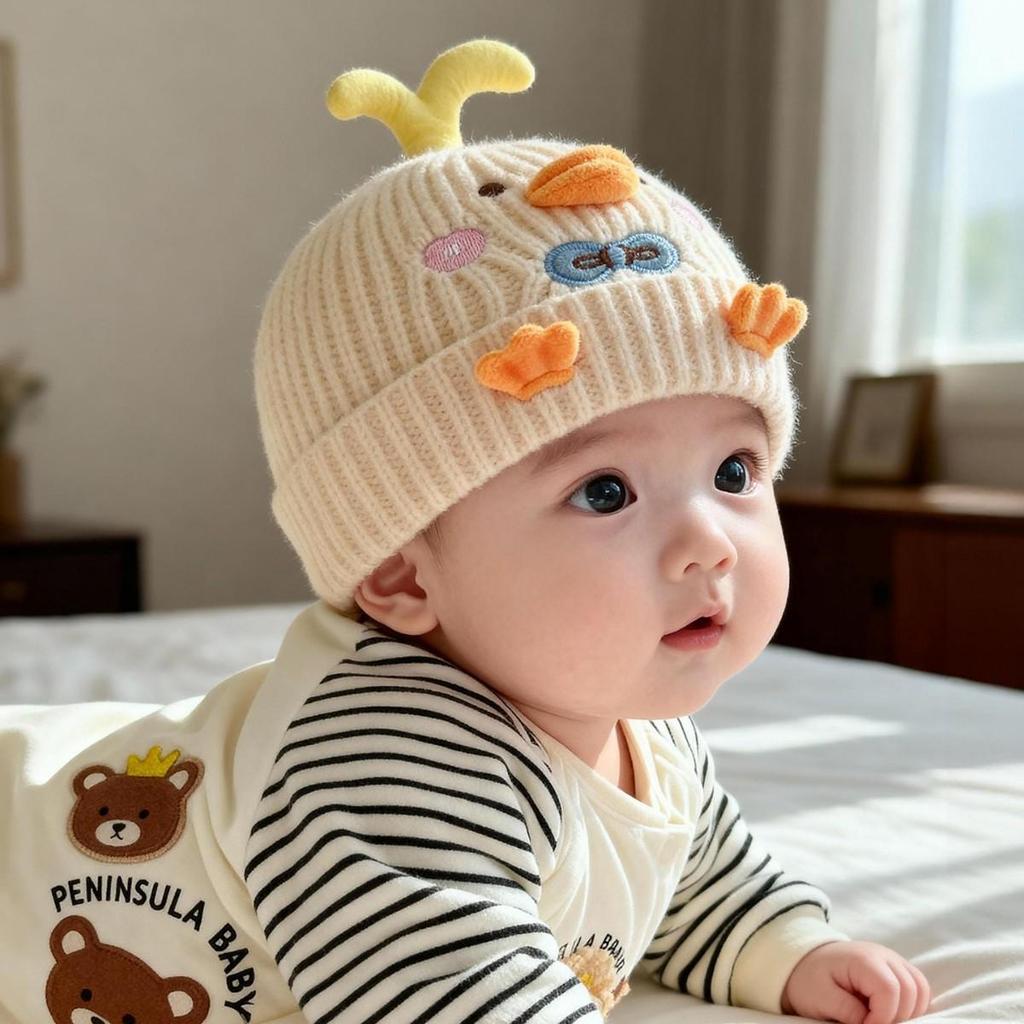 Warm Knit Baby Beanie with Ear Protection for Boys and Girls - Perfect for Autumn and Winter