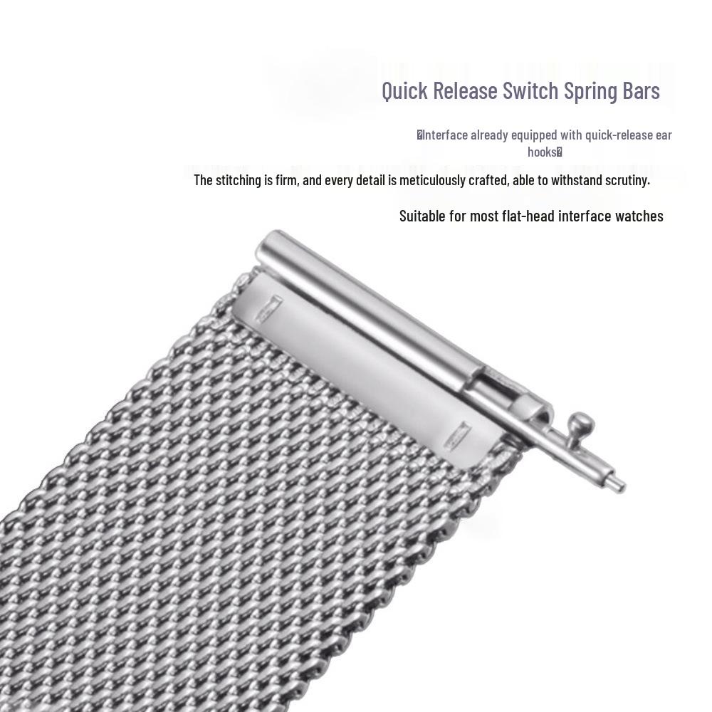 Milanese Mesh Watch Strap 0.4 Line, 304L Stainless Steel, Quick Release, Universal Fit
