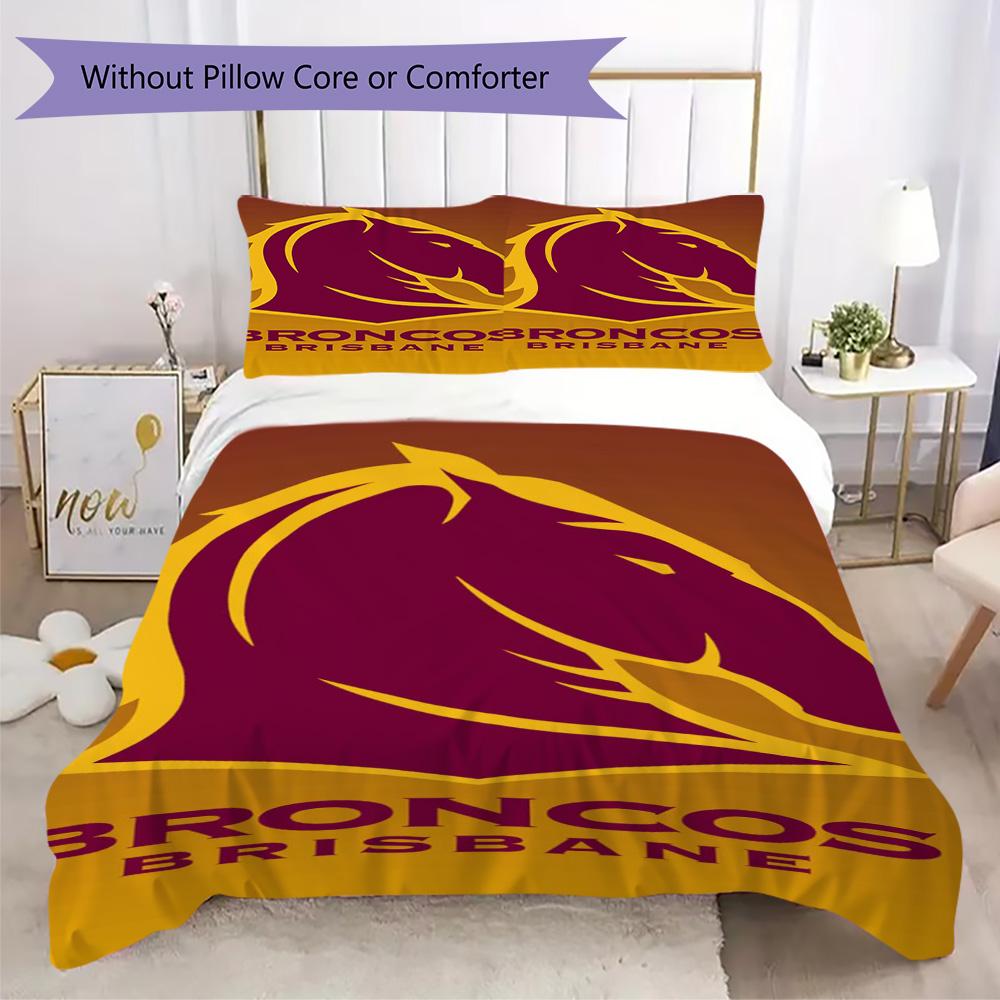 Brisbane Broncos Pattern Bedding,Quilt Set Quilt Cover Pillowcase Home Birthday Gift (1*duvet cover+2*pillowcase,without core)ZSJT0917137