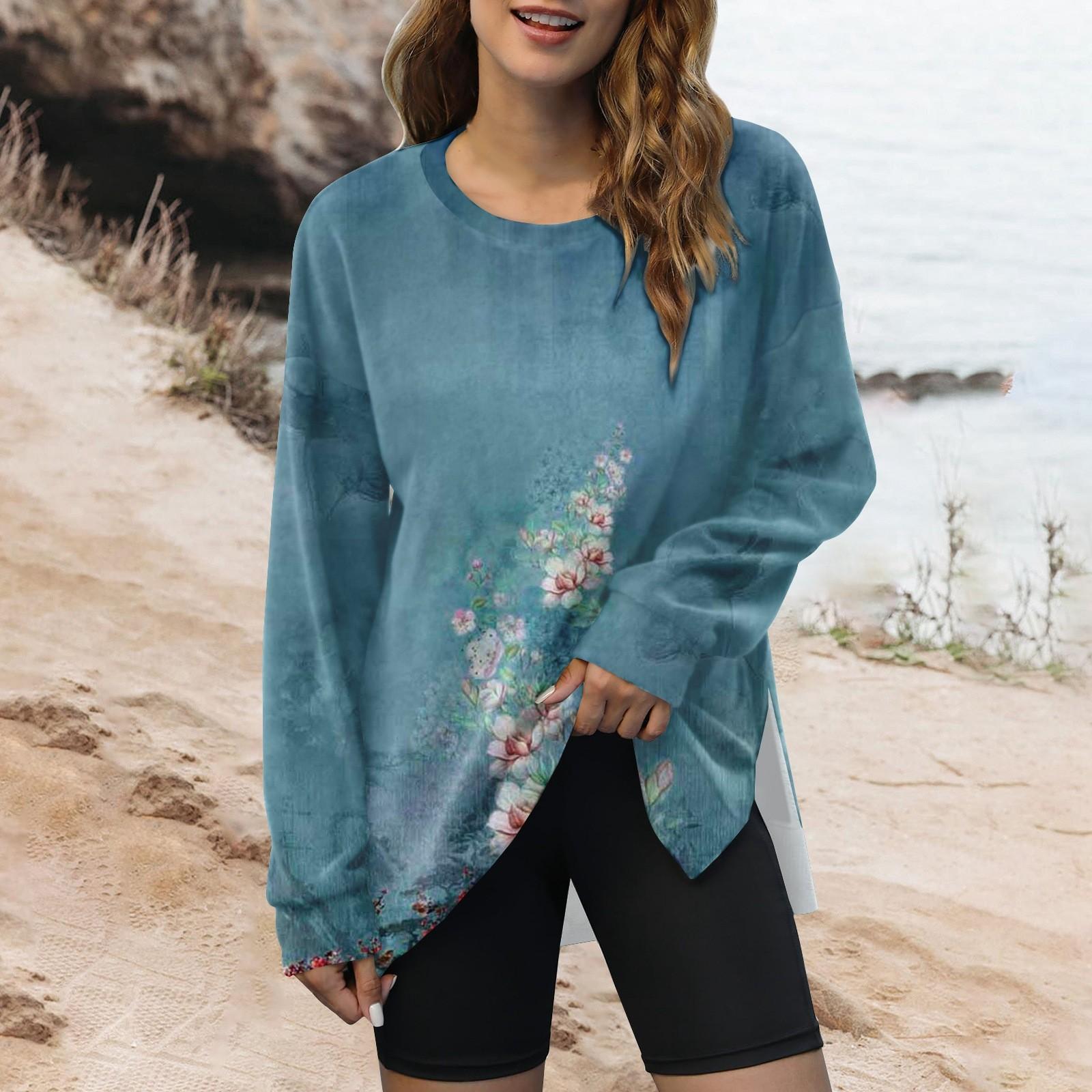 

Женский модный пуловер с круглым вырезом и длинным рукавом с принтом, верхняя толстовка XL