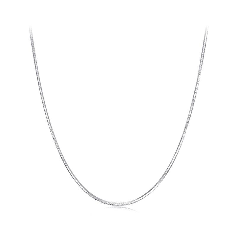 

BAMOER Solid Gold Over 925 Silver Chain Necklace for Women Girls, Stackable Round Snake Chain For Daily DIY Pairing 40cm