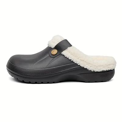 Cozy House Slippers Anti-skid Slip-on Shoes Indoor For Men Winter Shoes Fuzz-lined Clogs