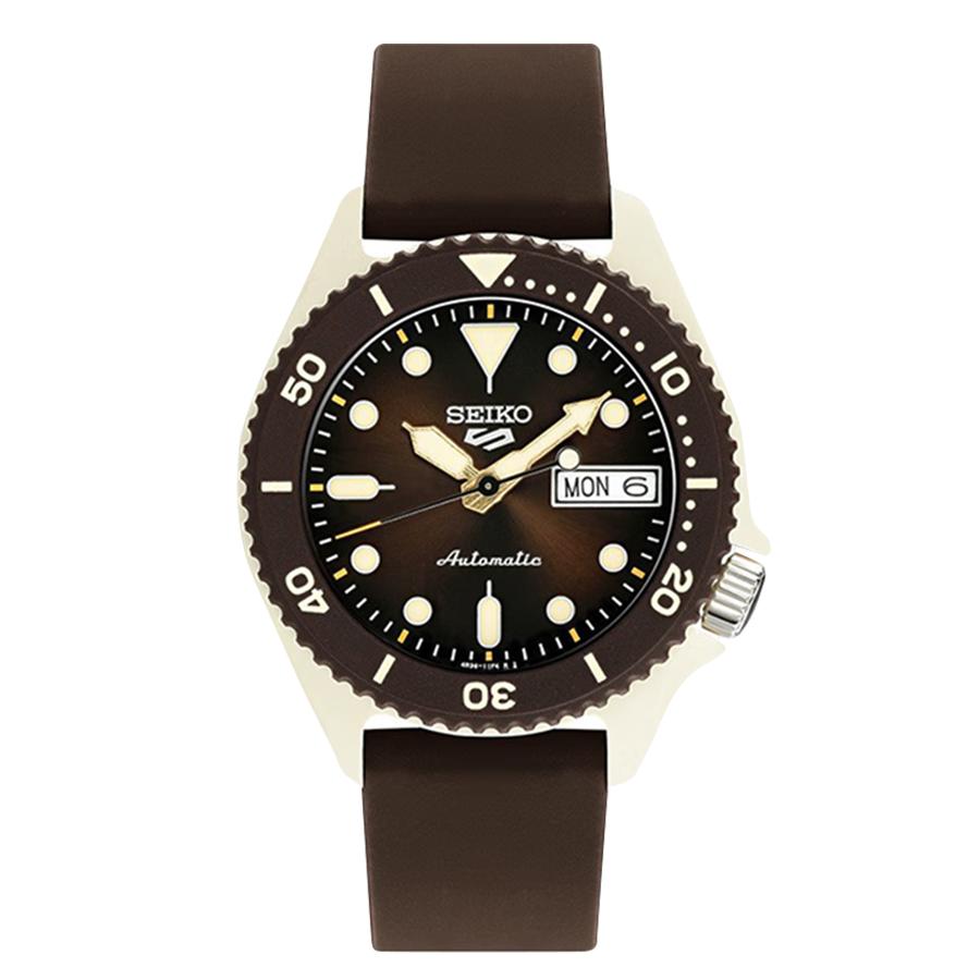 

Мужские автоматические наручные часы с силиконовым ремешком темно-коричневого цвета