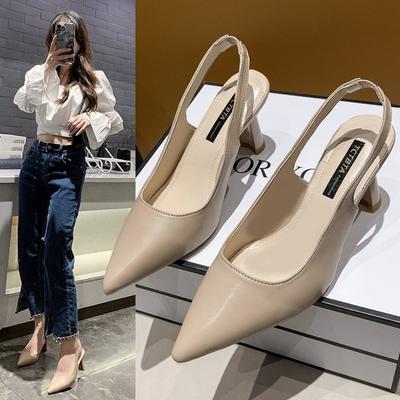 Pointed High Heels Women'S Thin Heels Baotou Sandals Rear Empty Shallow Mouth Single Shoes Women
