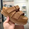 Neue Damen-Plateausandalen für den Sommer 2024: Schnallen, Echtleder, für draußen, mit Absatz, offener Zehenpartie, Muffin-Lederpantoffeln