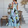 Women's Summer Casual Vacation Print Contrasting Color Sleeveless High Waist Dress