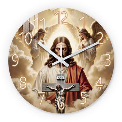 First-Class Jesus High-Standard Angel High-Standard Religious First-Class Pattern First-Class Wooden High-Standard Wall Top-Grade Clock