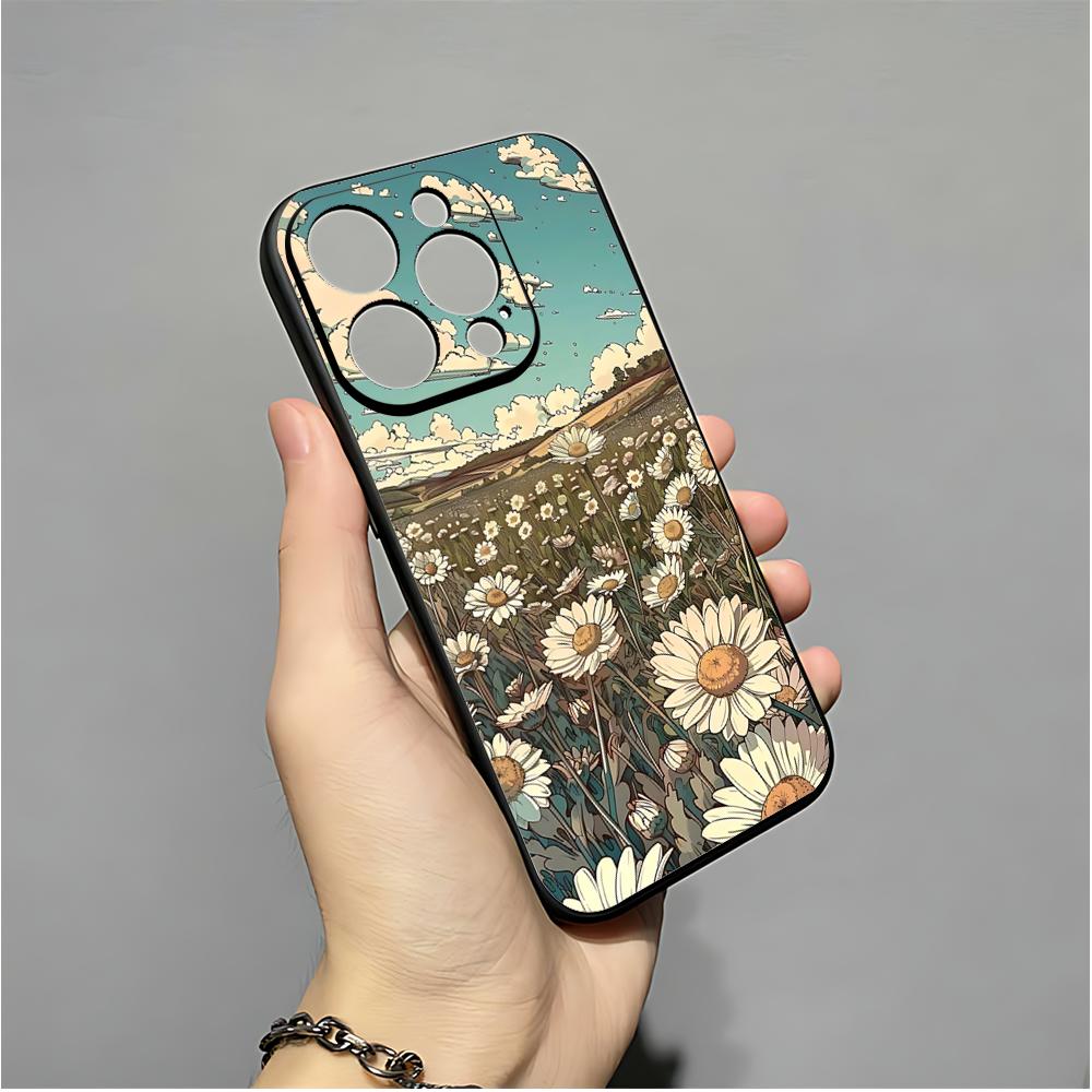 Daisy Phone Case For IPhone 16,15,14,13,12,11,XS,XR,X,8,7,Pro,Max,Plus,mini Silicone Black Cover