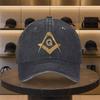 Freemason Compass Square Golden Print Unisex Adjustable Snapback Cap Lightweight Masonic Lodge Emblem Hat