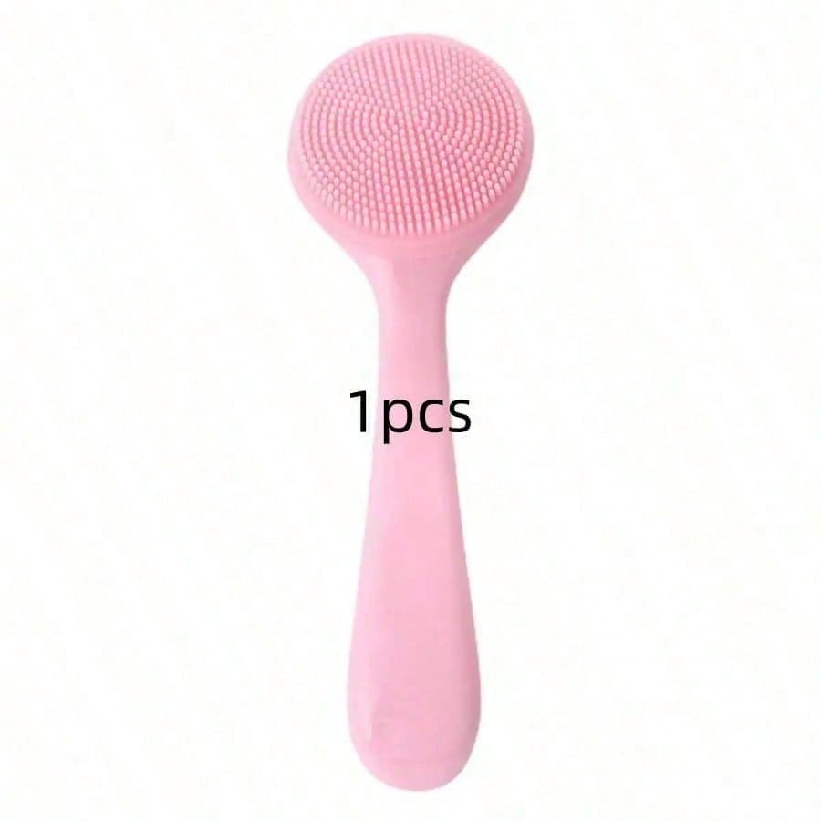 1pc Facial Brush Silicone, Facial Cleansing Brush Manual Skin Silicone Exfoliating Brush Handheld Face Scrubber Reusable Facial Cleansing Brush one-size розовый