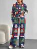 1116 European and American Autumn/Winter Casual Color Patchwork Long-Sleeve Set, Women's Hoodie and Long Pants Set