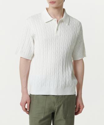 Cable Knitted Polo Shirt [Ivory]