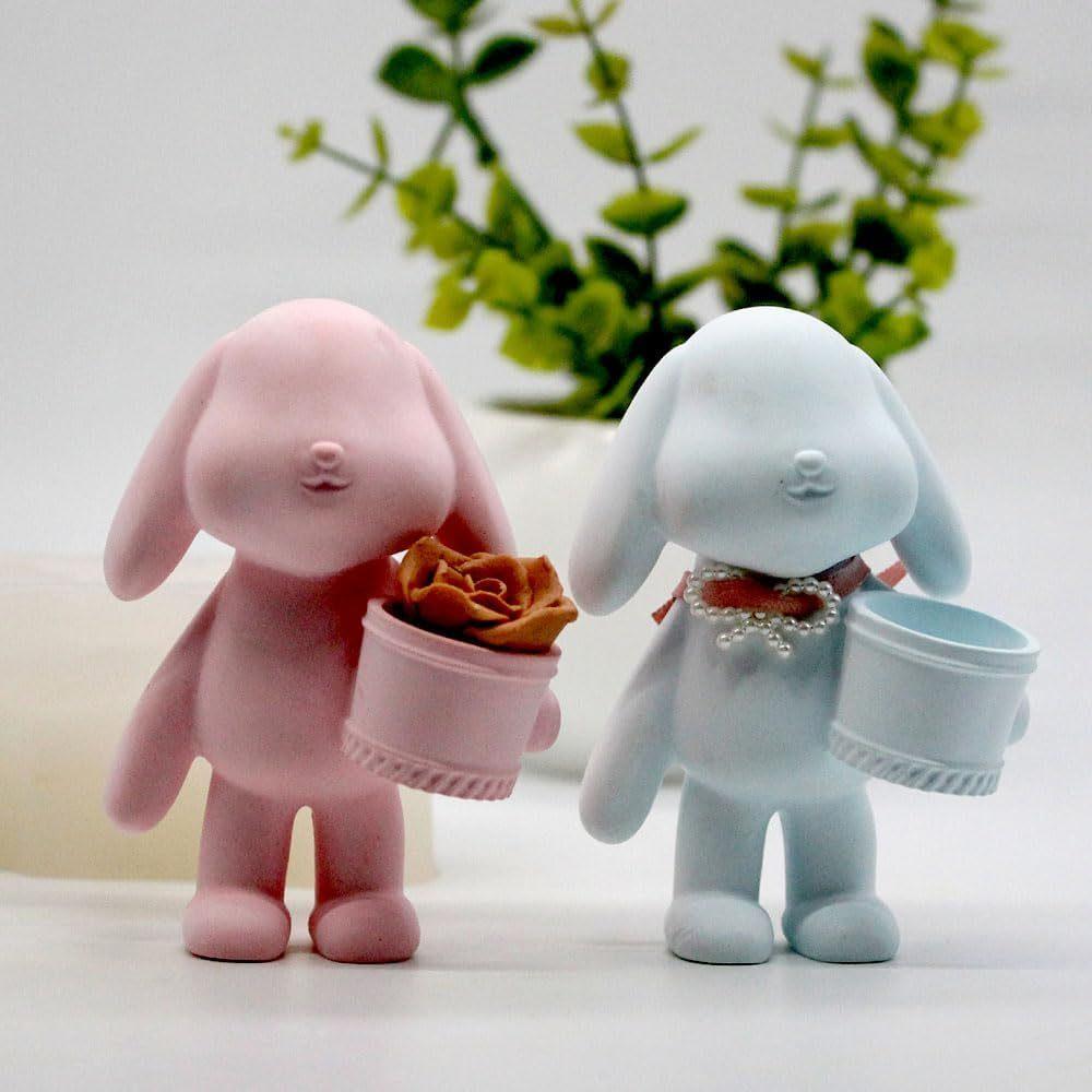 Silicone Mold Compatible for DIY Resin,Plaster,Clay Casting - Rabbit,Flower Basket,Bucket&Ornament Molds for Handmade Crafts