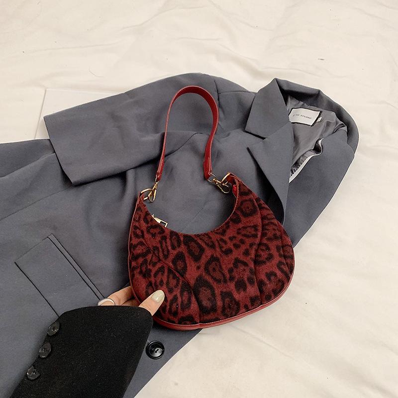 Fashion Brown Leopard Shoulder Bags PU Leather Versatile Underarm Bag Vintage Small Purse and Handbags For Women KTY